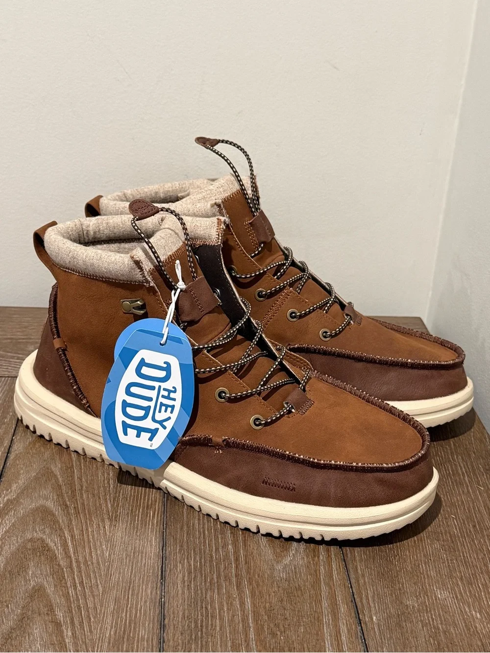 NWT Hey Dude Boots Mens Size 14 Bradley Classic Tumbled Chukka Cognac 44327-2JZ